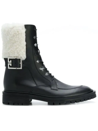 Givenchy 30mm Aviator Leather & Shearling Boots In 004 Noir/ Blanc