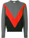 AMI ALEXANDRE MATTIUSSI TRICOLOR CREW NECK SWEATER WITH CONTRASTED BANDS