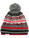 DOUBLET PATTERNED POM POM BEANIE