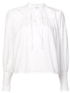 FRAME FRAME LACE-UP FRONT BLOUSE - WHITE