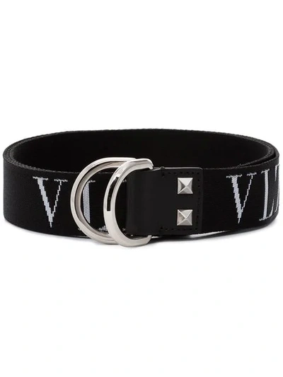 Valentino Garavani 30mm Vltn Logo Webbing Belt In Black