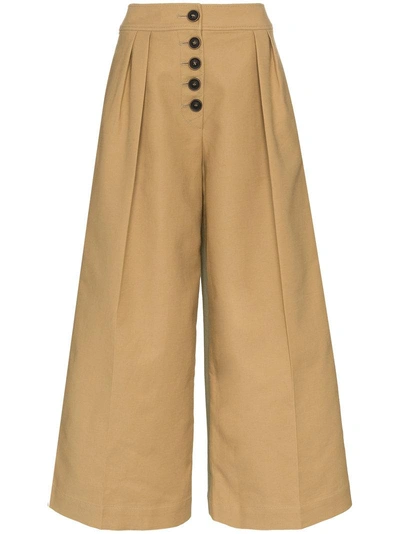 Rejina Pyo Brodie Pleated Cropped Wide-leg Trousers In Neutrals