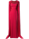 MARCHESA NOTTE EMBROIDERED CAPE-EFFECT GOWN