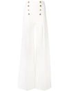 ELISABETTA FRANCHI ELISABETTA FRANCHI NAUTICAL PALAZZO PANTS - WHITE