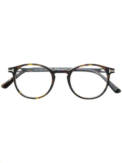 Tom Ford Round Shaped Glasses In Brown