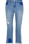 STEVE J & YONI P STEVE J & YONI P WOMAN DISTRESSED EMBELLISHED LOW-RISE STRAIGHT-LEG JEANS LIGHT DENIM,3074457345619191490