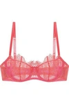 ID SARRIERI WOMAN CORDED LACE AND TULLE UNDERWIRED BALCONETTE BRA CORAL,US 1050808835062