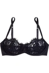 ID SARRIERI I.D. SARRIERI WOMAN CORDED LACE, SATIN AND TULLE UNDERWIRED BALCONETTE BRA BLACK,3074457345619755370