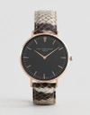 ELIE BEAUMONT WATCH WITH SNAKESKIN PRINT STRAP - GOLD,EB805G.P