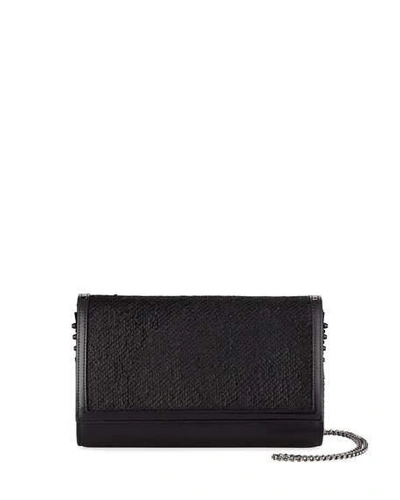 Christian Louboutin Paloma Fold-over Paillette Clutch Bag In Black