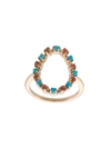 MARLO LAZ 14KT GOLD FULL CIRCLE TURQUOISE AND ORANGE SAPPHIRE RING