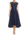 CARMEN MARC VALVO INFUSION EMBELLISHED LACE HIGH LOW DRESS,661397