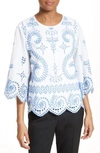 Tory Burch Mariana Broderie Anglaise Top In White