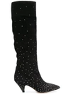 VALENTINO GARAVANI VALENTINO VALENTINO GARAVANI MICRO-STUDDED KNEE HIGH BOOTS - BLACK