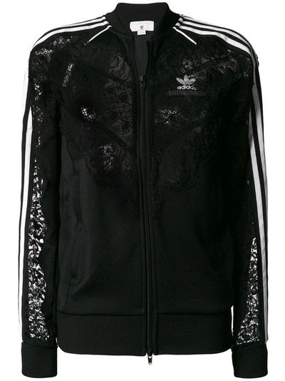 Stella Mccartney Lace Inset Adidas Track Jacket In Black