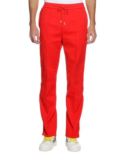 Off-white Men's Logo-taping Track Pants In Red