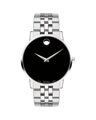 MOVADO MEN'S 40MM ULTRA SLIM WATCH WITH BRACELET BLACK MUSEUM DIAL,PROD214130010