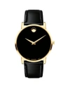 MOVADO MEN'S 40MM ULTRA SLIM PVD WATCH WITH BLACK LEATHER STRAP MUSEUM DIAL,PROD214090098