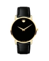Movado Men's 40mm Ultra Slim Pvd Watch With Black Leather Strap Museum Dial In Black
