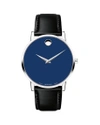 MOVADO MEN'S 40MM ULTRA SLIM WATCH WITH LEATHER STRAP BLUE MUSEUM DIAL,PROD214120036