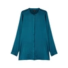 EILEEN FISHER TEAL SILK CHARMEUSE SHIRT