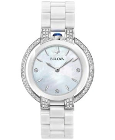 BULOVA WOMEN'S RUBAIYAT DIAMOND (1/3 CT. T.W.) STAINLESS STEEL AND WHITE CERAMIC BRACELET WATCH 35MM