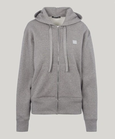 Acne Studios Ferris Face Cotton Hooded Sweatshirt In Grey