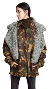 PREEN BY THORNTON BREGAZZI Dree Camo Jacket with Shearling Trim