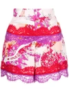 EMILIO PUCCI EMILIO PUCCI FLORAL LACE FITTED SHORTS - PINK