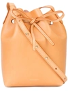 Mansur Gavriel Cammello Mini Leather Bucket Bag In Cammello/rosa