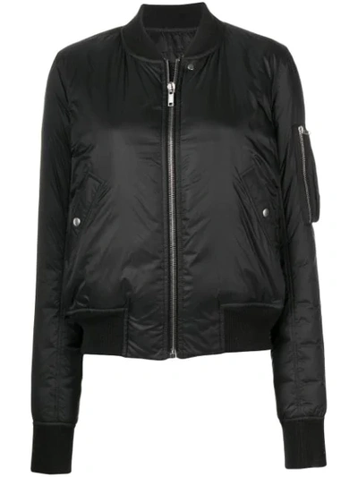 Rick Owens Woman Flight Satin Bomber Jacket Black