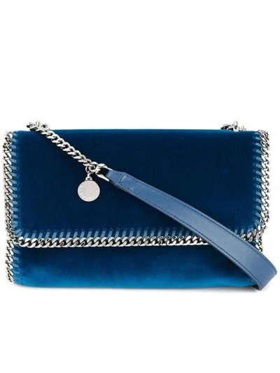 Stella Mccartney Falabella Velvet Shoulder Bag In Blue