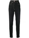 VERSACE VERSACE HIGH-WAISTED SLIM JEANS - BLACK