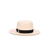 GIGI BURRIS White/Black Ashley Boater Hat,210000037400