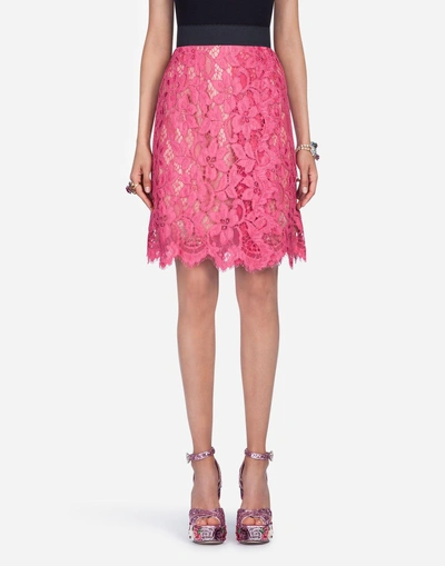 Dolce & Gabbana Guipure Lace Skirt In Pink