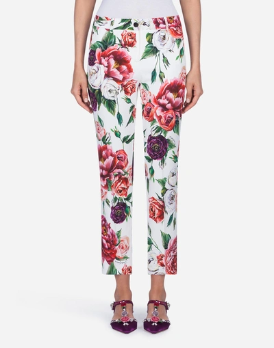 Dolce & Gabbana Peony-print Cady Pants In Floral Print