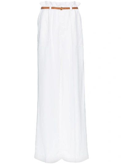 Chloé Paper Bag-waist Belted Trousers In White