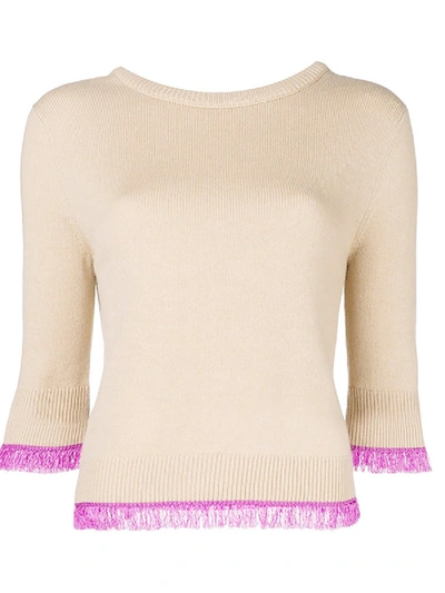 Chloé Cashmere Sweater With Fringe Detail In Beige