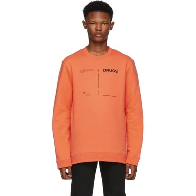 Raf Simons Printed Cotton Sweatshirt In Orange