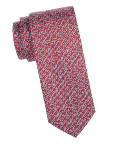 Brioni Geo Silk Tie In Red