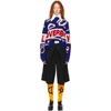 CHARLES JEFFREY LOVERBOY CHARLES JEFFREY LOVERBOY BLUE AND RED WOOL LOGO SWEATER