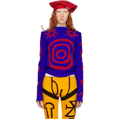Charles Jeffrey Loverboy Circle And Sun Graphic Knitted Top In Blue/red