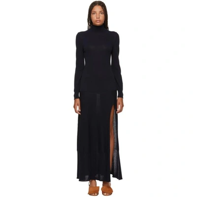 Jacquemus Turtle-neck Sweater Dress In Dark Navy