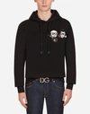 DOLCE & GABBANA COTTON SWEATSHIRT WITH DESIGNERS' PATCHES AND HOOD,G9JQ3ZG7QVDN0000