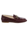 TOD'S Double T Croc-Embossed Leather Loafers