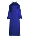 AMUR Francine Silk Cold Shoulder Midi Dress