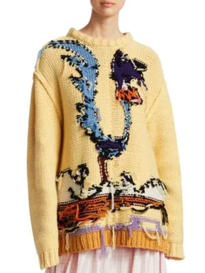 Calvin Klein 205w39nyc Looney Tunes Road Runner Crewneck Inverted-stitch Wool Sweater In Multicolor