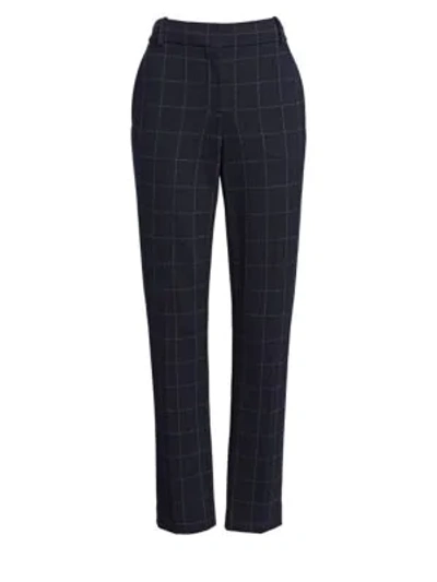 Theory Straight-leg Windowpane-check Knit Trousers In Multi