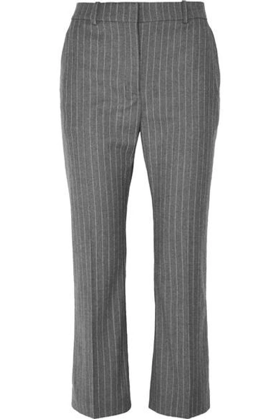 Altuzarra Adler Cropped Pinstriped Wool-blend Flared Trousers In Grey