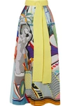 MARY KATRANTZOU CAMILLA BELTED PRINTED SEERSUCKER MAXI SKIRT